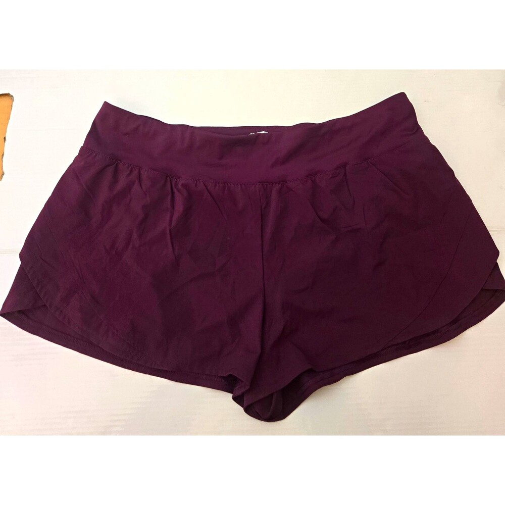 Avia Womens XL Purple Athletic Knit Shorts Stretch Elastic Waist Gym Training